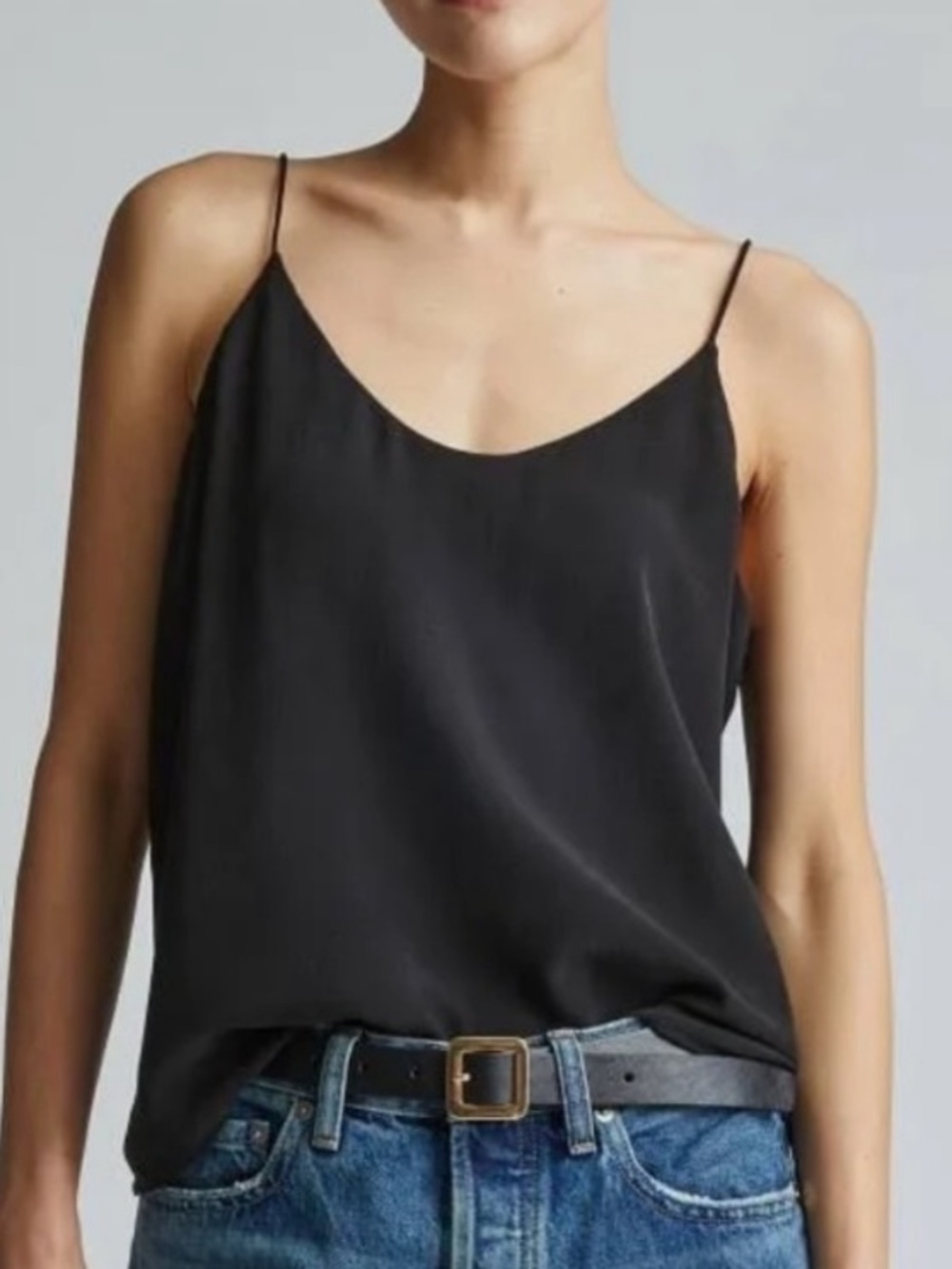 Everlane Black Silk Spaghetti Strap Cami